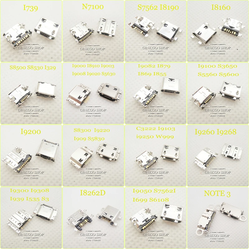 

16models,5pcs each, Mobile phone Micro USB Jack for Samsung note3 I9300 I8262D I8910 I9100 S5570 I9300 S7562 I9220 ect