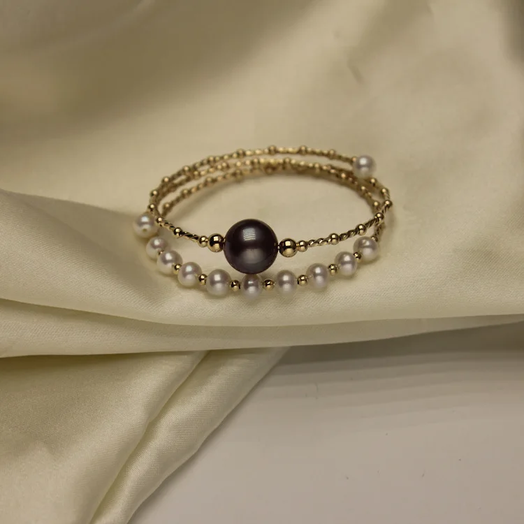 11mm Black Pearls 5-6mm White Freshwater Bracelet Adjustable Sterling Silver Pearl Jewelry Affordable Size | Украшения и