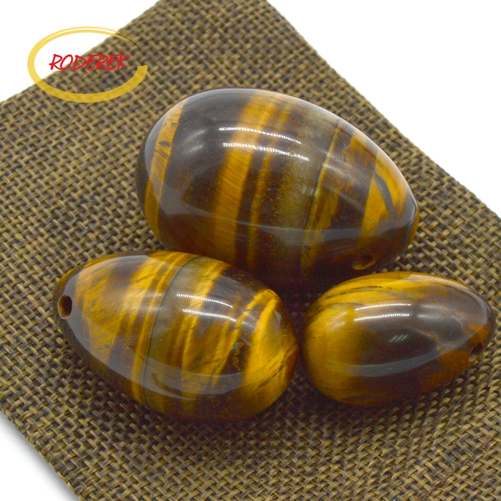 Нефритовый набор яиц для массажа Просверленный тигр глаз камень Yoni яйцо здоровья
