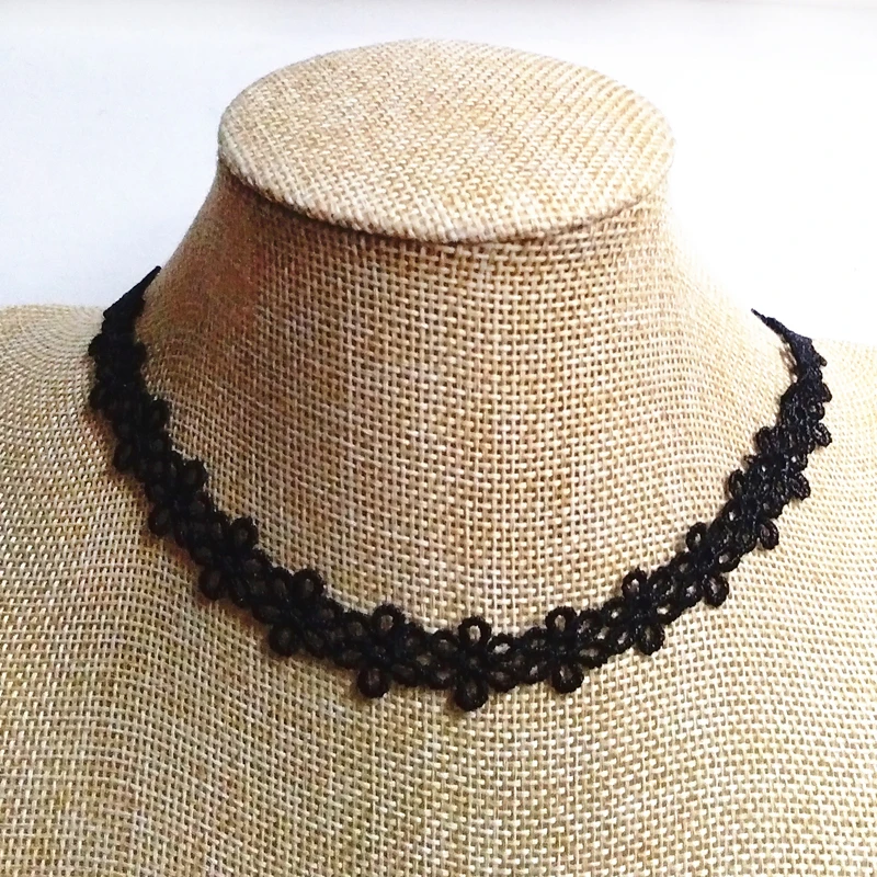 12PCS/LOT Lace Necklaces Charm Woman wedding Black Strip Flower Chokers Necklace Elegant Sexy Fashion female Collar Party | Украшения и