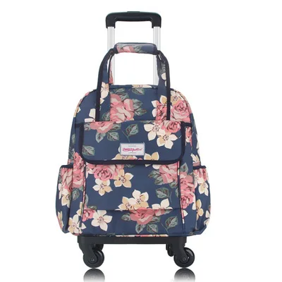 Women Travel Trolley Bags travel Backpack with wheel Rolling luggage trolley backpack waterproof Oxford Rolling Baggage Suitcase - Цвет: not Uninstall