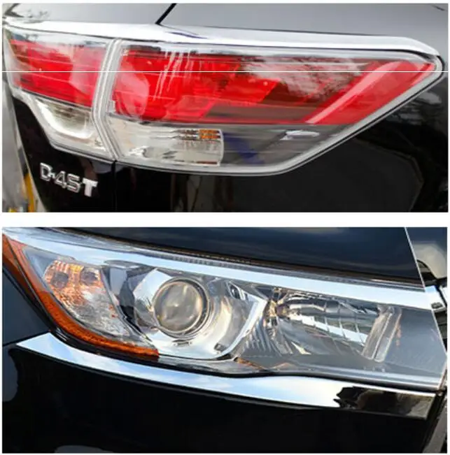 ABS Хром Передняя фара + задний фонарь Крышка лампы Накладка для Toyota Highlander 2015 2016 2017 |