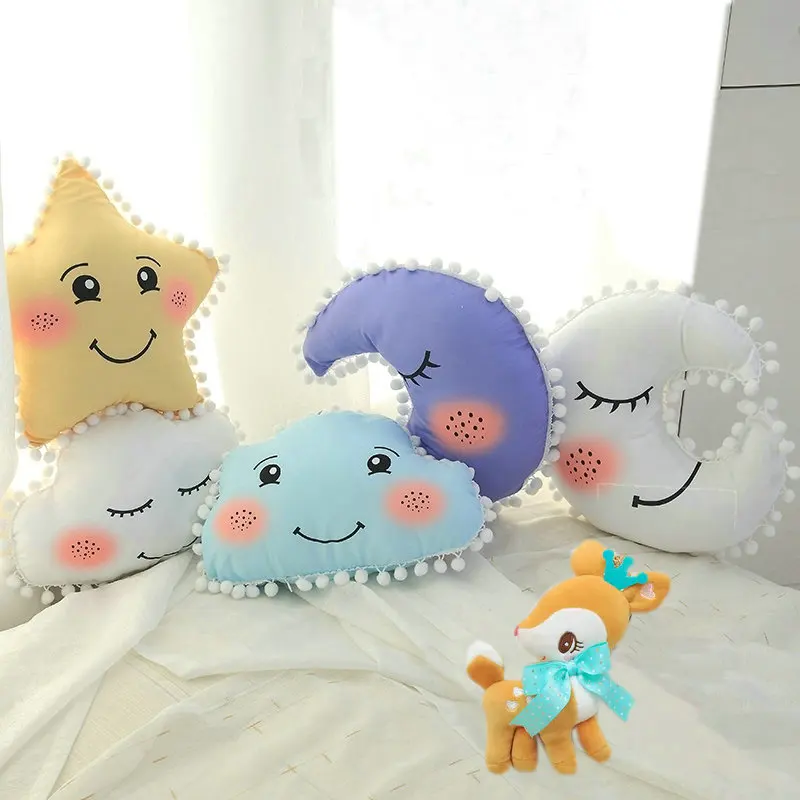 Nuvem Ins улыбка Облако Подушка из хлопка с эффектом памяти мягкие моющиеся Kawaii Луна