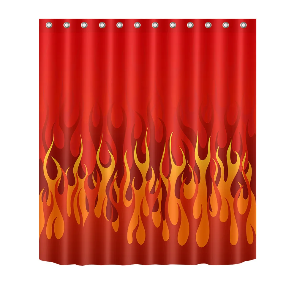 

Занавеска для душа LB с красным пламенем, очень длинная Водонепроницаемая моющаяся устойчивая к плесени Полиэстеровая ткань для декора ванн...