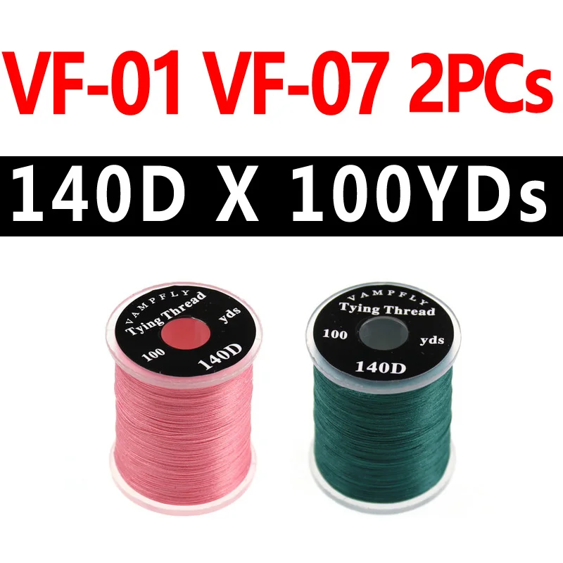 VF 01 and 07 2pcs Bimoo 2 шт. нить для мух для ловли нахлыстом 140 денье нейлоновая нить для сухих мух материал нити 100 ярдов 20 цветов - Цвет: VF 01 and 07 2pcs