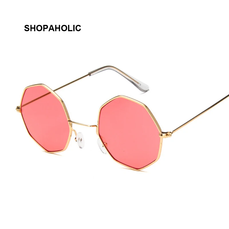 Octagon Yellow Red Round Sun Glasses for Women Mirror Retro Luxury Oval Small Sunglasses Women Brand Designer Oculos De Sol