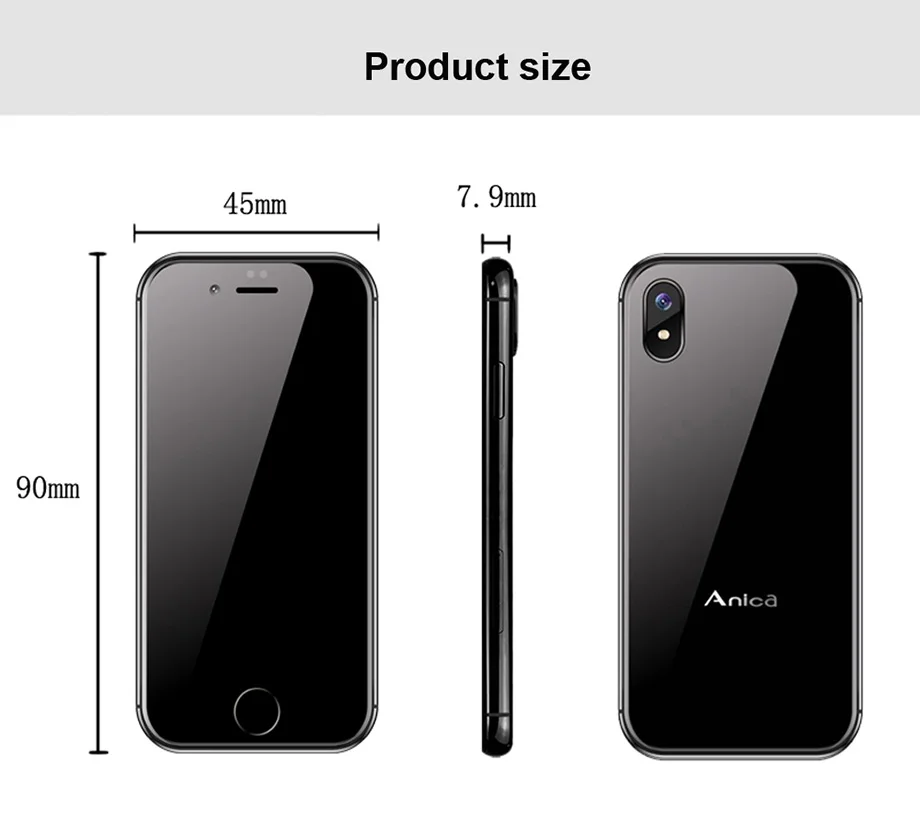 Маленький 3g WCDMA Мини смартфон Anica i8 WiFi gps динамик Celulares Android 6,0 Google Store четырехъядерный 2,4" мобильный телефон