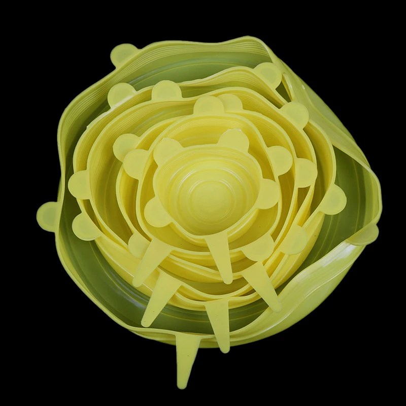 6 шт./компл. универсальные силиконовые крышки растягивающаяся крышка всасывания