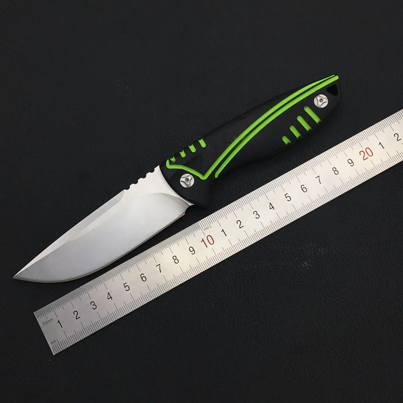 

Newest Fixed Blade Knife 7Cr17MoV Blade Green G10 Handle Outdoor camping tools Hunting knife Survival Knives with Leather Sheath