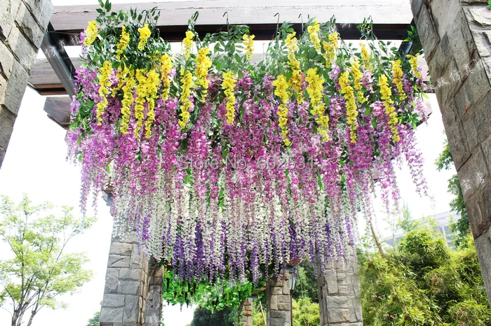 SPR Бесплатная доставка 100 см искусственный водостойкий цветок wisteri ротанговый
