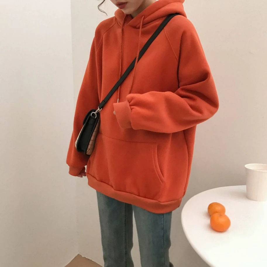 Осенняя толстовка с капюшоном, зимняя одежда harajuku, Женская Толстовка в Корейском стиле, модные розовые толстовки с карманами для друзей