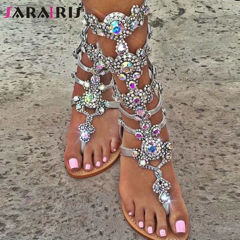 Женские босоножки на плоской подошве SARAIRIS Повседневные Вечерние Босоножки