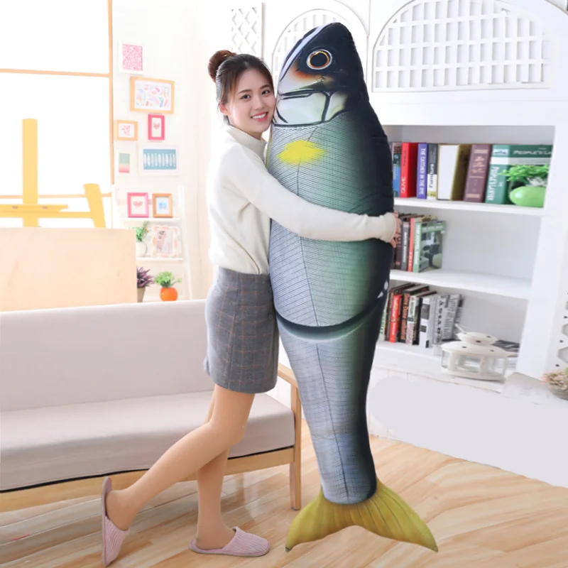 

Dorimytrader Giant Creative Simulation Fish Pillow Big Fish Plush Toy Doll Sleeping Doll Children Gift Deco 71inch 180cm DY50582