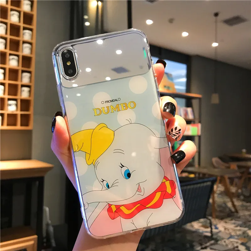 laser white Dumbo mirror face super personality case for iphone 6 7 8 Plus X XR XS MAS phone cases |