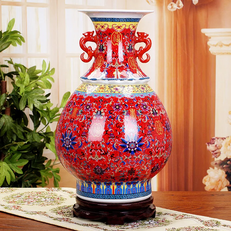 Керамическая эмалированная ваза в античном стиле Jingdezhen напольная розетка для