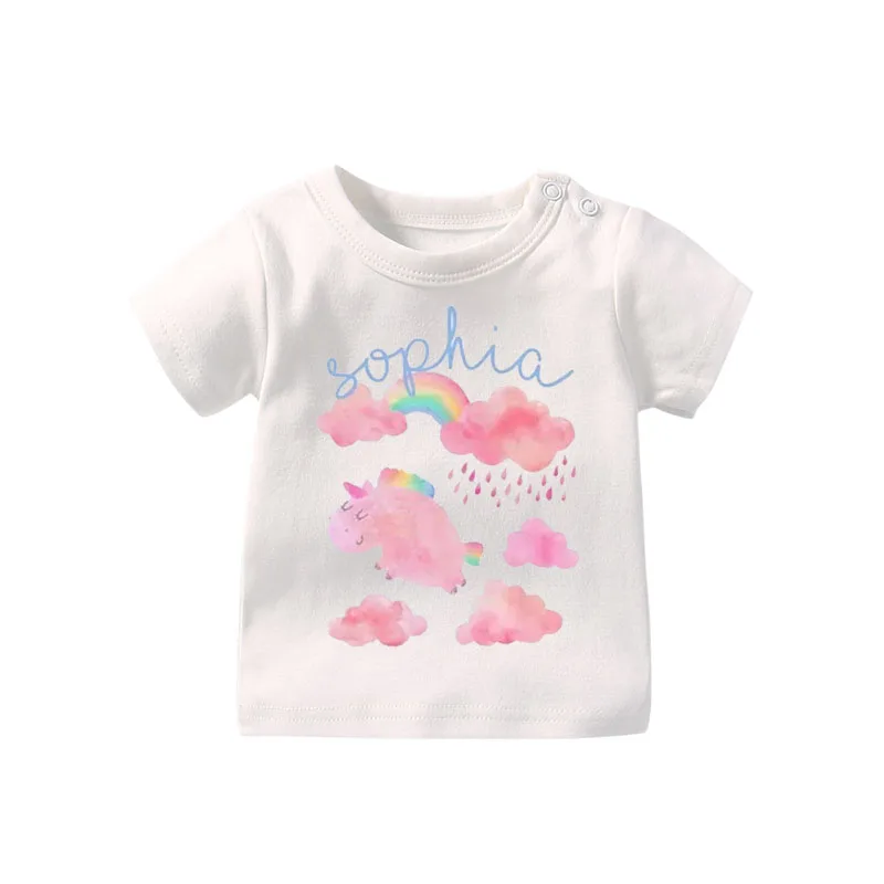 

Fluffy Unicorn personalised T-shirt - baby shower gift rainbow baby pink clouds toddler top Baby T-shirt girl T-shirt Unic
