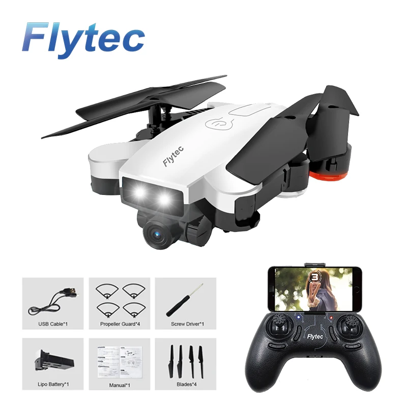 Flytec T17 Складная двойная Wi Fi FPV Follow me (следуй за мной селфи Квадрокоптер с