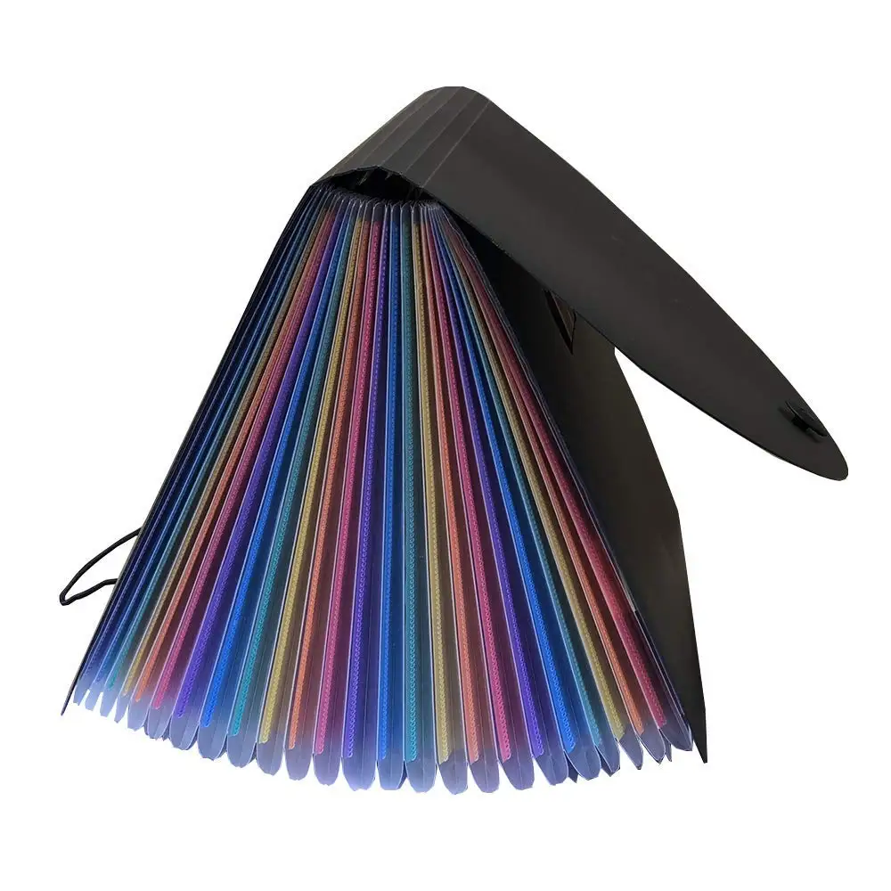 24 Expanding Files Folder Plastic Rainbows File Organizers A4 Letter Size Storage Business Card Portable Documents Holder Wallet |