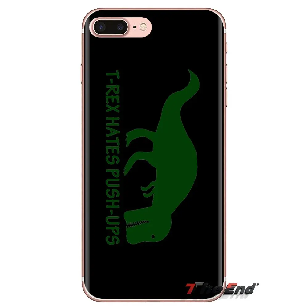 For Sony Xperia Z Z1 Z2 Z3 Z5 compact M2 M4 M5 C4 E3 T3 XA Huawei Mate 7 8 Y3II TPU Bag Case T REX HATES PUSHUPS Dinosaur Screen |