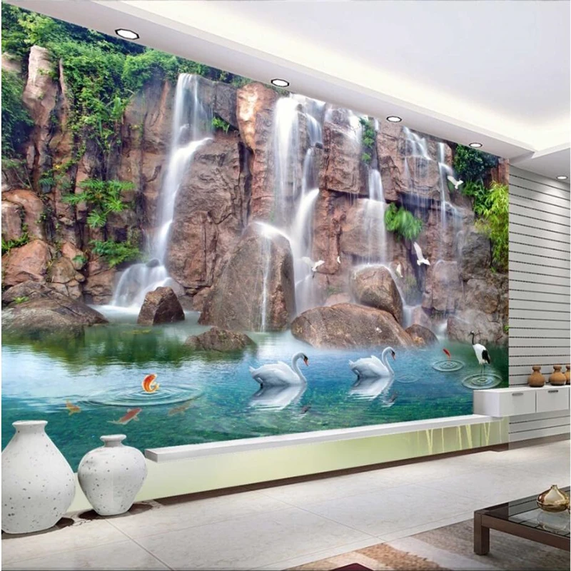 

beibehang Wallpaper custom living room bedroom Wallpaper sofa murals flowing water 3D TV background wall Papel de parede