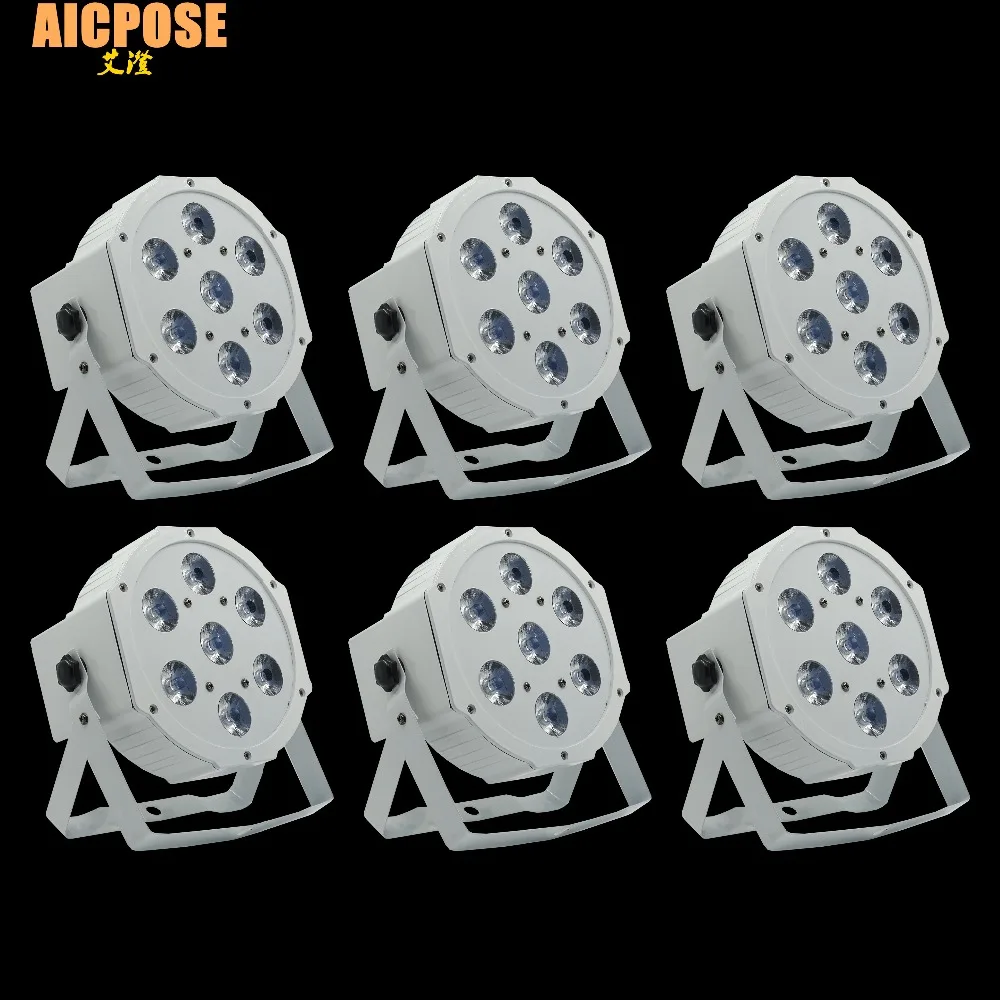 6 шт./лот 7*12 Вт Ультра яркий тонкий плоский белый Led Par свет 7x12 Гладкий RGBW