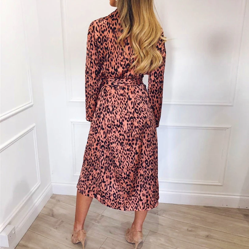 Сексуальное женское платье с леопардовым принтом Бандажное винтажное длинным