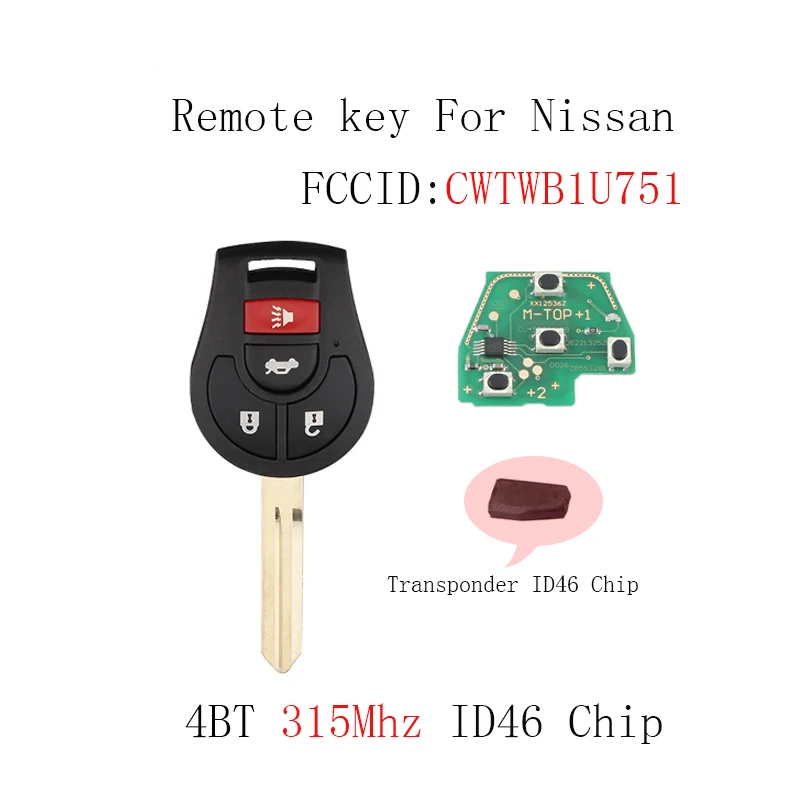 4 кнопки 315 МГц дистанционный ключ для Nissan Versa 2012 2013 2014 2015 Rogue 2008 2016 CWTWB1U751 ID46 чип