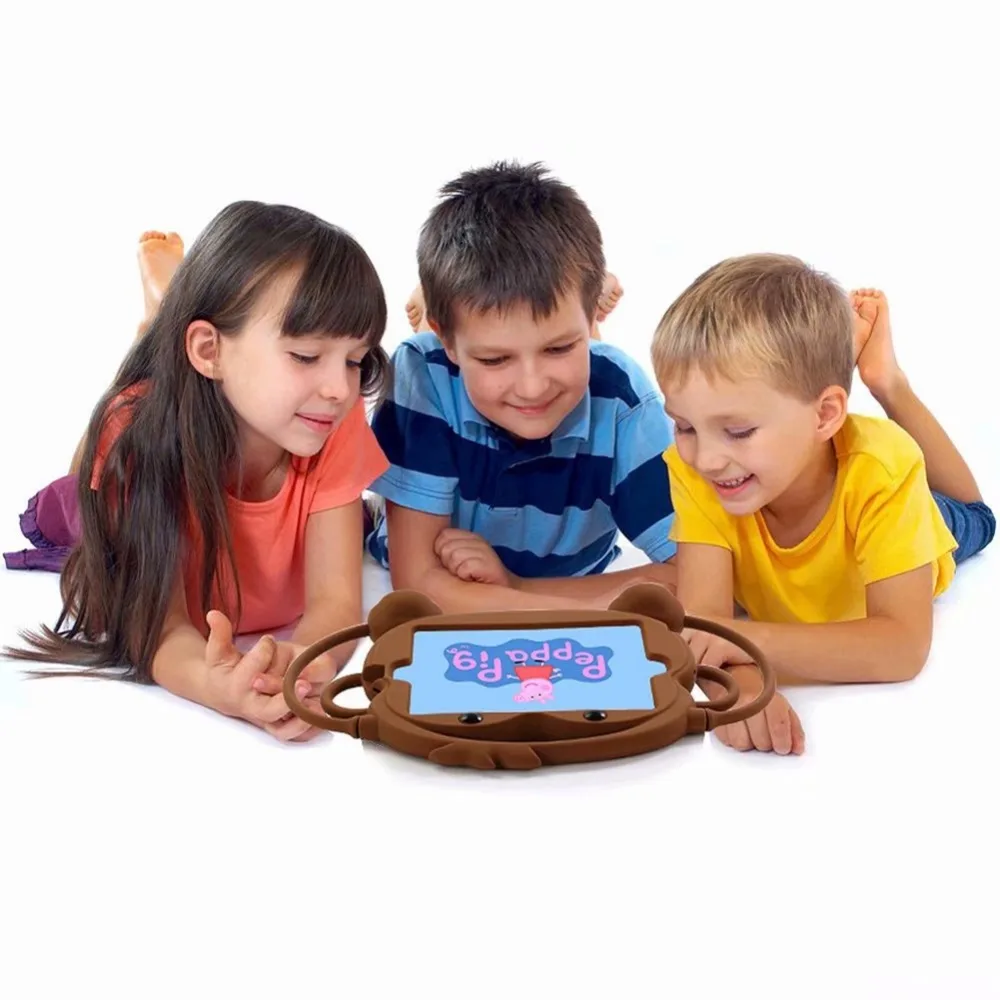 Чехол для iPad //iPad air/air2/Pro 9,7 дюймов детский Силиконовый противоударный и мультипликационным принтом «обезьянка», ручки подставка планшет чехол