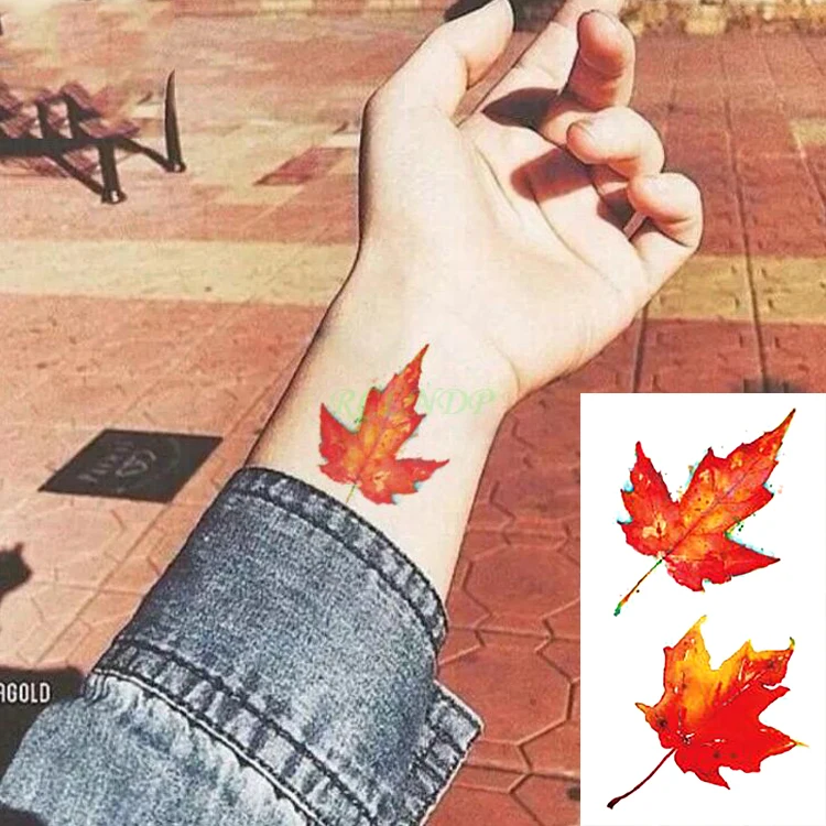 

Водонепроницаемая Временная тату-наклейка, кленовые листья, тату, флэш-тату, поддельные татуировки, тату на запястье, для девушек, мужчин, же...