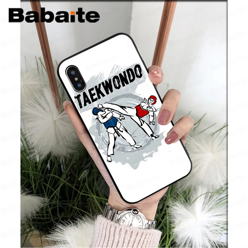Babaite Kungfu тхэквондо черный мягкий ТПУ чехол для телефона чехол для Apple iPhone 7 8 6 6S Plus X XS MAX 5 5S SE XR чехол