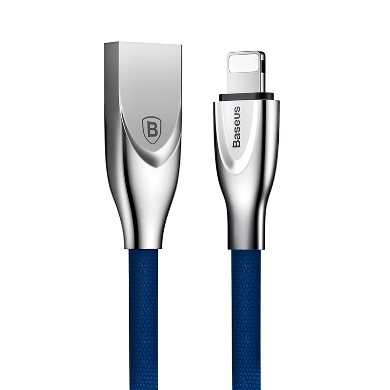 Baseus металлический USB кабель из цинкового сплава для iPhone X, 8, 7, 6, 5, кабель для быстрой зарядки для iPad, USB кабель для зарядного устройства, кабели для передачи данных для мобильных телефонов - Цвет: Синий
