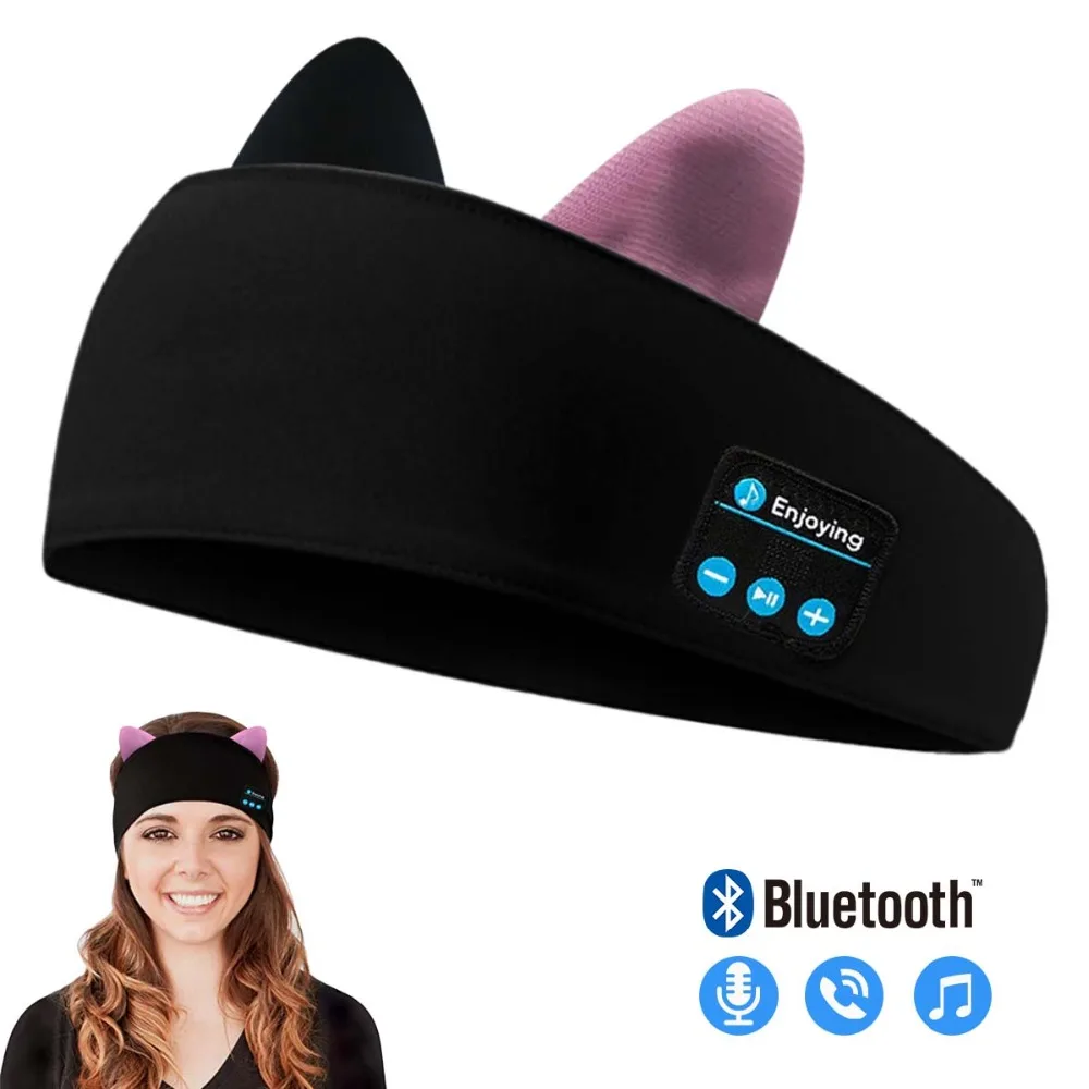 Новинка, Детские Bluetooth наушники, мягкая спортивная повязка для сна, музыкальный плеер, поддержка громкой связи, лучший подарок на день рождения, милый кот