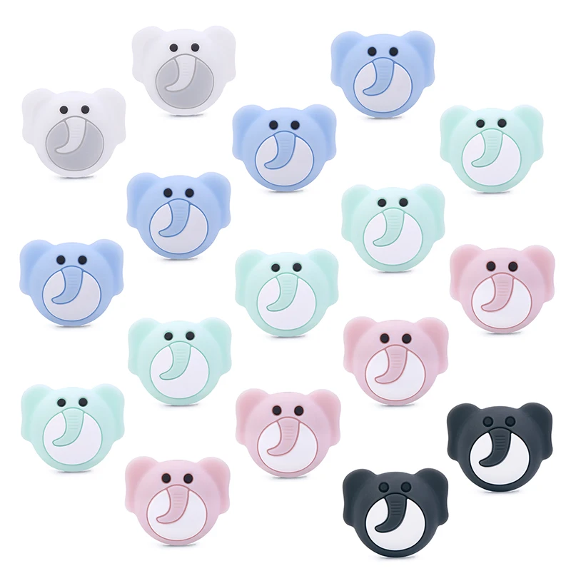 Chenkai 10 шт. силиконовый Прорезыватель "Слон" бусы DIY Baby Shower Animal мультяшный жевательный успокоитель пустышка сенсорные игрушки аксессуары
