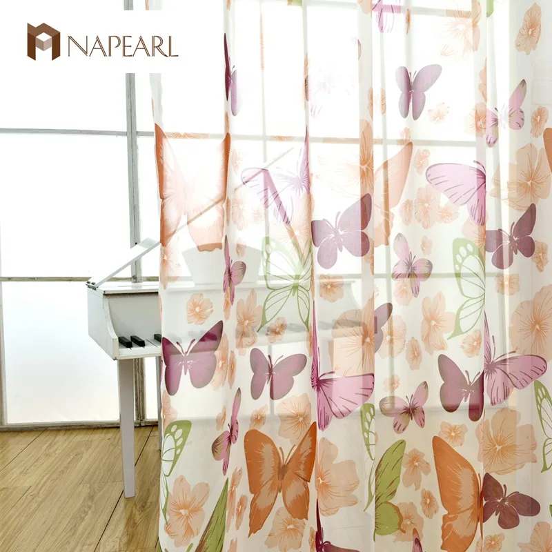 Кухня стиль вуаль отвесный белый кантри моющиеся Тюль Шторы Бабочка ткань