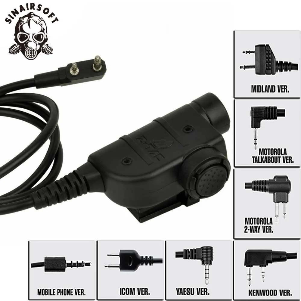 SINAIRSOFT Z-TAC Z 115 Z115 тактический U94 PTT Peltor адаптер для Motolora Talkabout/2-way/Kenwood/ICOM/Yaesu/Midland Airsoft