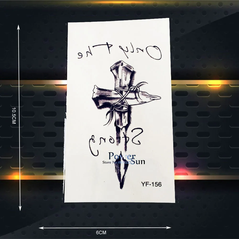 Черный 3D крест Временные татуировки наклейки для мужчин и женщин боди арт