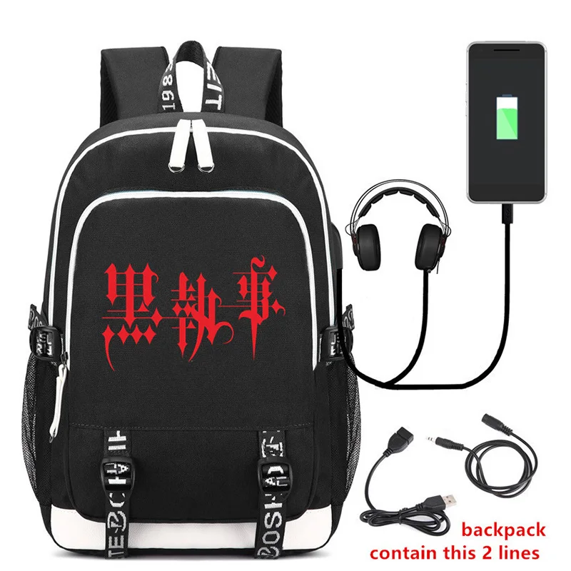 DENGPAO Черный Дворецкий USB школьные тетради сумка для девочек мальчиков подростков