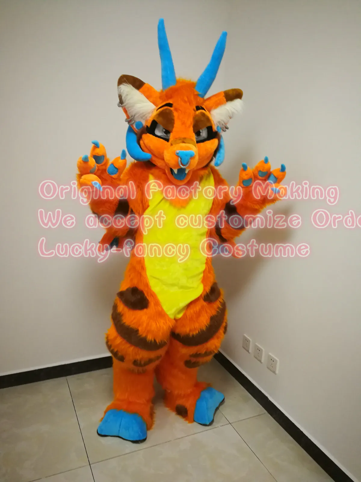 Профессиональный талисман студия все размеры оранжевый дракон Fursuit костюм