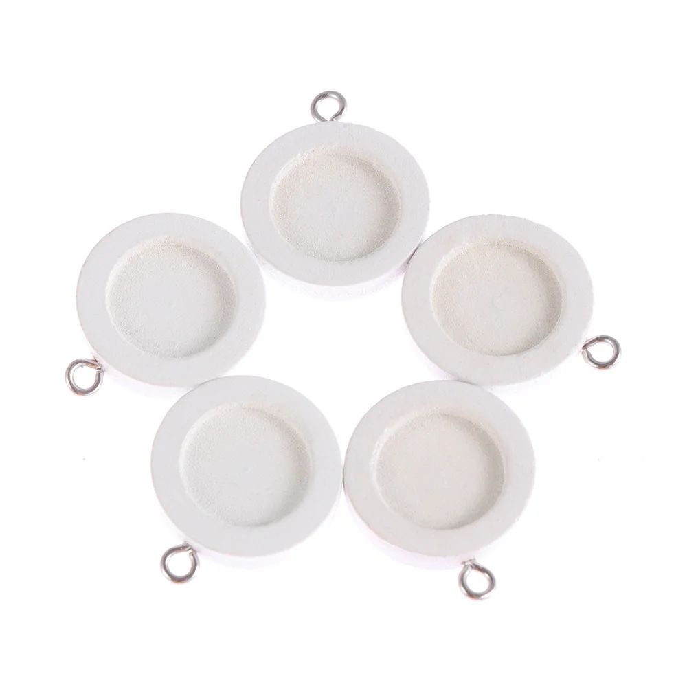 1-White(12mm) 10 шт. полимерная полая рамка деревянное круглое ожерелье Нижний Кронштейн основа уход рамка кулон гнездовая оправа Кабошон DIY ремесло - Цвет: 1-White(12mm)