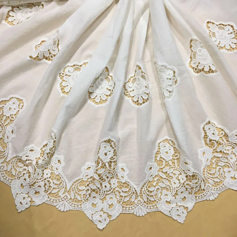 Хлопковая ажурная вышивка кружевная ткань мягкая для кожи летнее платье ширина