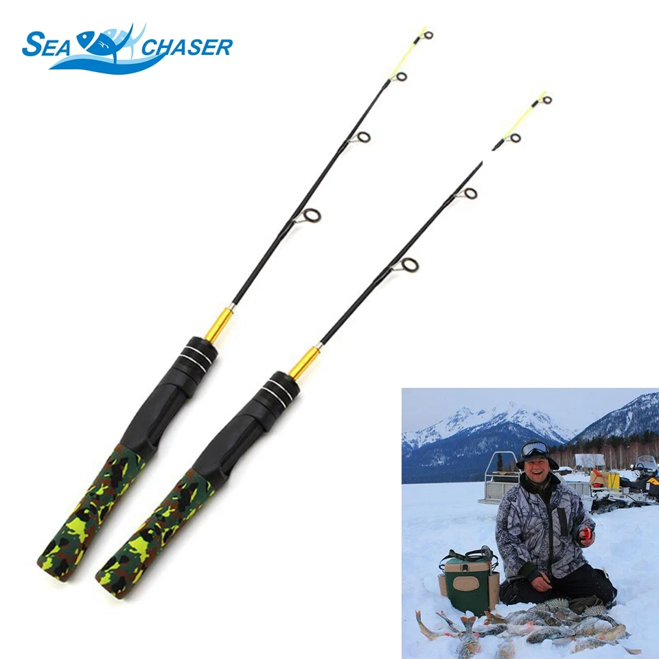 

60cm 2 Segments Winter Ice Fishing Rods Mini Fishing Pole Portable Outdoor Travel Spinning Superhard carbon rod Lowest profit