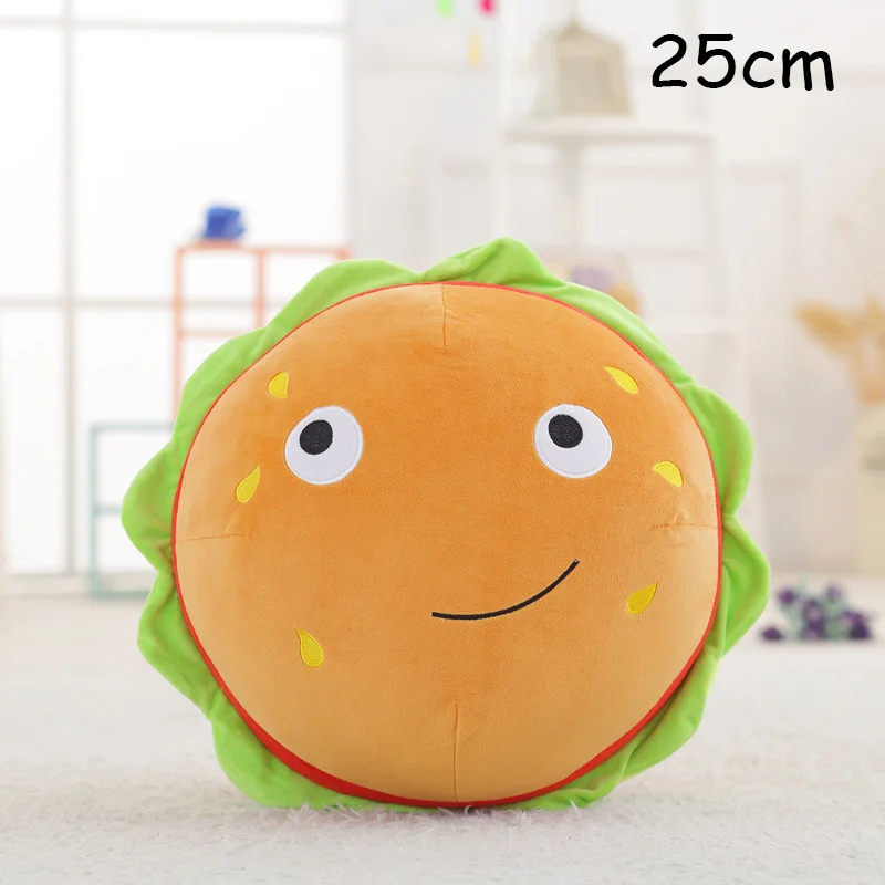 25cm hamburger 1 шт. Милая Реалистичная плюшевая подушка для еды, игрушки, мягкая пицца, гамбургер, фри, колбаса, молоко, чай, подушки, креативные подарки для девочек - Цвет: 25cm hamburger