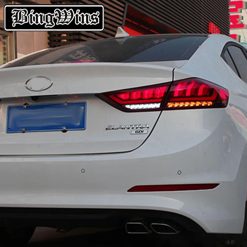 Автомобильный Стайлинг для hyundai ELANTRA светодиодная сигнальная лампа задний фонарь светодиодные задние фары DRL+ тормоз+ Реверсивный динамический сигнал поворота