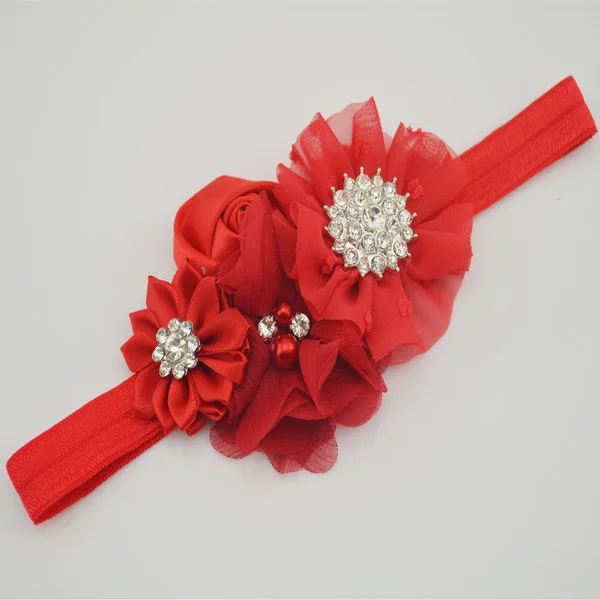 Children chiffon flower rose belt baby alloy CZ buckle with headdress wholesale | Украшения и аксессуары