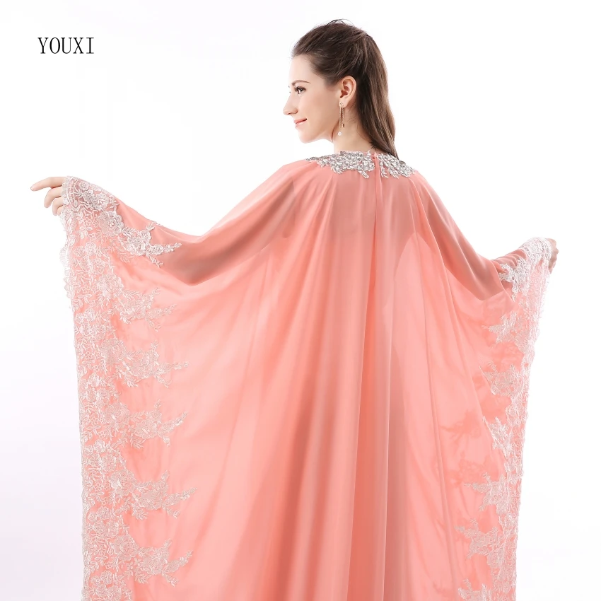 Длинное болеро на заказ шифоновое кружевное платье с кружевной аппликацией в