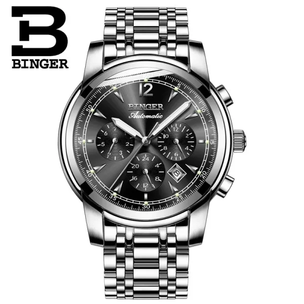 Montre homme Switzerland BINGER модные автоматические часы для мужчин 24 часы с календарем неделя Сапфир Водонепроницаемый светящийся Horloges mannen - Цвет: Color 5