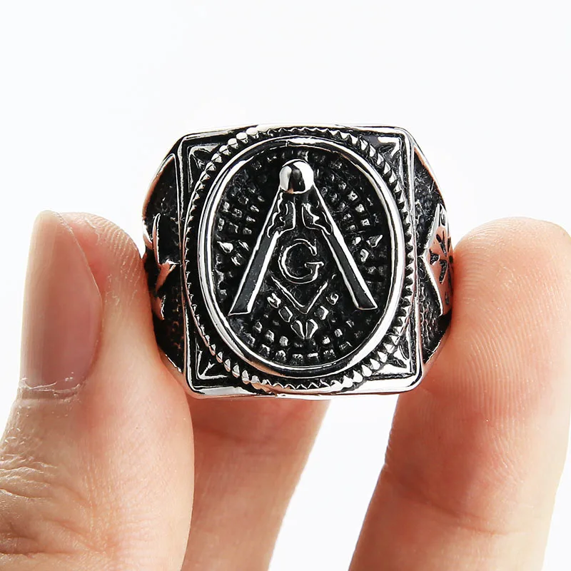 Valily Jewelry Для мужчин с чёрным покрытием масонское кольцо с печаткой кольцо Нержавеющая сталь масонов масонские кольца для Для мужчин модные вечерние кольца ювелирные изделия
