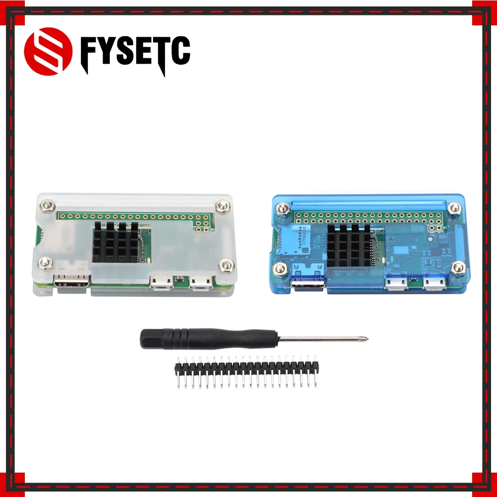 Raspberry Pi Zero W 4 в 1 комплект синий черный акрил чехол + теплоотвод отвертка разъем GPIO