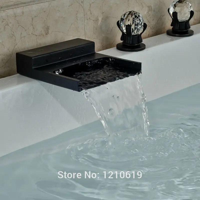 Newly Oil Rubbed Bronze Bathroom Tub Faucet w/ Hand Sprayer Waterfall Bathtub Mixer Tap Five Holes | Обустройство дома