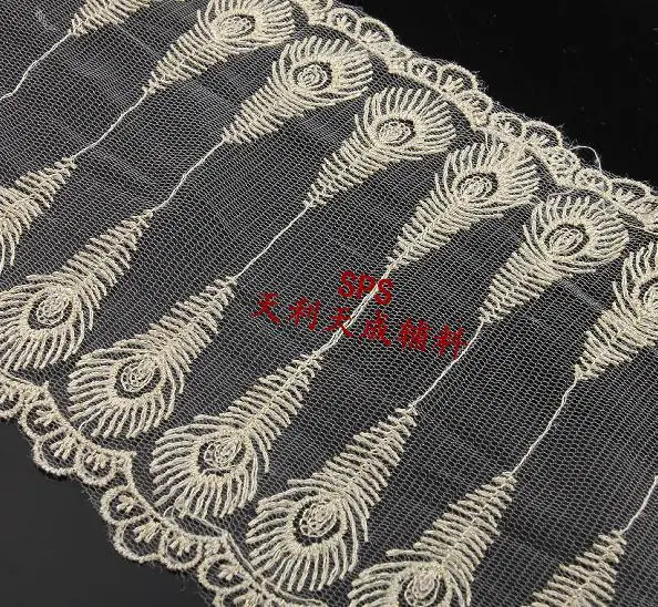 

30yard/lot 15cm exquisite gold thread flower embroidery lace peacock tail gold lace gift packing lace fabrics
